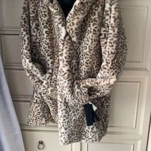 Leopard Print Faux Fur Coat